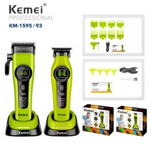 Kemei 1593 1595 Professional Hair Trimmers Barber Hair Clippers F1 -Super Engine External Brushless Motor Hair Cutting Machine