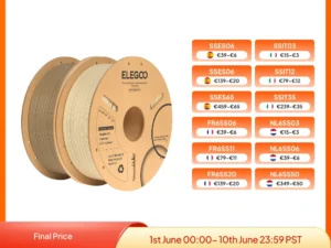 ELEGOO 1.75mm PLA+ Filament 2KG Set Plastic 3D PLA for Most FDM 3D Printers Dimensional Accuracy +/- 0.02mm 2pcs*1kg PLA+ Set