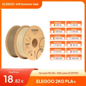 ELEGOO 1.75mm PLA+ Filament 2KG Set Plastic 3D PLA for Most FDM 3D Printers Dimensional Accuracy +/- 0.02mm 2pcs*1kg PLA+ Set