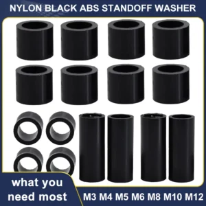 M3 M4 M5 M6 M8 M10 M12 Black ABS Non-Threaded Hollowed Nylon Spacer Round Standoff Washer PCB Support Spacers For TV Install