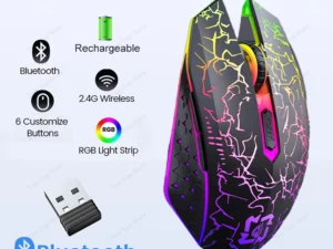 RGB Gaming Mouse Bluetooth Mouse 2.4G Wireless Mouse Ergonomic 1600DPI 6 Mute Buttons Mouse For MacBook Tablet Laptops Computer