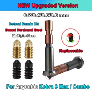 Newly Upgraded Nozzle For Anycubic Kobra 3 Max throat Kobra 3 Max Combo Nozzle 0.4mm 0.6mm 0.8mm Fast Heating