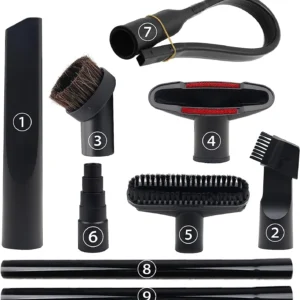 Vacuum Attachments 1 1/4" Cleaning Accessories Kit Brush Nozzle Extension Wand Crevice Tool Adapter for Shop Vac Attachment Set