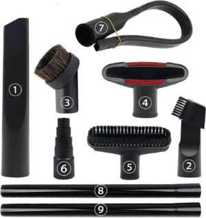 Vacuum Attachments 1 1/4" Cleaning Accessories Kit Brush Nozzle Extension Wand Crevice Tool Adapter for Shop Vac Attachment Set