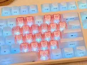 21 Keys Transparent Heart / Cat Shape Keycaps Pink Red White Color Keys for Mechanical Keyboard
