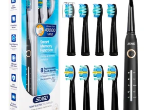 Seago Electric Toothbrush Adults Toothbrush 30 Days Long Battery Life 2Minutes Smart Timer 5 Modes with 8 Replacement Brush Head