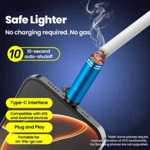 Type-C Mobile Cigarette Lighter Adapter With keychain Air Blowing Cigarette Lighter Safety Portable Cigarette Lighting Artifact