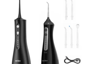 SEJOY Portable Electric Water Flosser Irrigator Dental Teeth Whitening strips 350ML Tank 5 Modes 5 Jet Tips For Home Travel