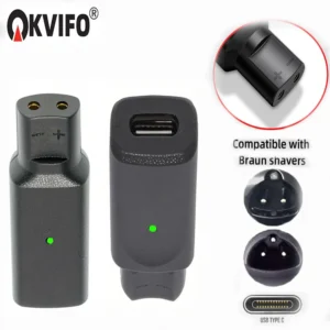 KVIFO 12V Type-C Shaver Adapter Charging Converter for Braun Series 3 5 7 9 Electric Shaver Machine with Charging Indicator