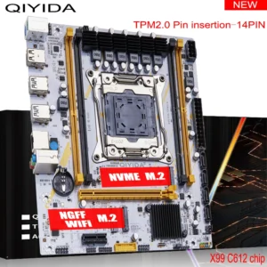 QIYIDA X99 Motherboard LGA2011-3 Slot SATA3.0 USB3.0 NVME M.2 NGFF WIFI Support DDR4 Memory and Xeon E5 V3 V4 Processor TPM14PIN