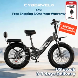 Cybervelo 20" Step-Thru Commuter, 1500W Peak 20ah Battery 80 Miles Long Range E-bike, 7-Speed Shift Adult Electric Bike EK12