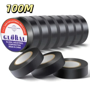 10/100M Black Flame Retardant Electrical Insulation Tape Strong Adhesive Wire Harness Tape for Electrical Wiring Waterproof Tape