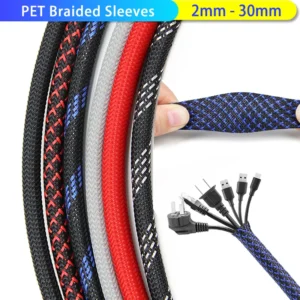 2/5/10/20M 2-30mm Flexible Wire Loom Wrap for Auto/Electrical Cable Protection Cable Abrasion Heat Resistant PET Braided Sleeve