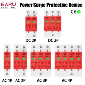 Power Surge Protective Device SPD Arrester Low Voltage House 1/2/3/4 Pole Surge Voltage Protection DC 500V 800V 1000V 40KA 60KA