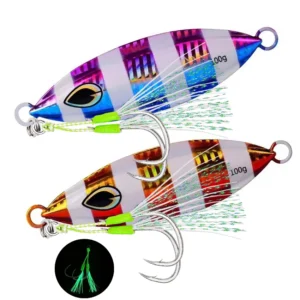 1pcs High quality Metal Night Glow Slow Jig Fishing Lure 40g 60g-200g Sinks Quickly Deep Sea Boat Fishing Marlin Mackerel Bait