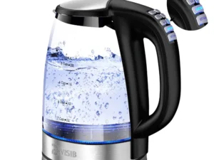 DEVISIB Electric Glass Kettle, 2200W Fast Boiling, Temperature Control, 4-Hour Keep Warm, 2.0L Tea Kettle & Hot Water Boiler