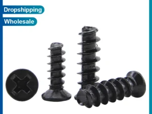 50-100pcs Cross Flat Head Self-tapping Screw Flat Tail M2 M2.3 M2.6 M3 M4 Black Plated Steel Phillips Tapping Screw for Plastic