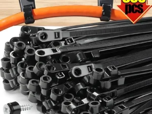 500/100PCS Screw Hole Cable Ties Reusable Fixed Nylon Cable Ties Self-locking Cord Ties Straps Fastening Loop Office Organizer
