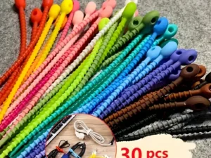 Silicone Reusable Cable Organizer Storage Bag Tie, Wire Management Zipper Tie, Multi-Functional Bag Clip, Organizer Clip Cable