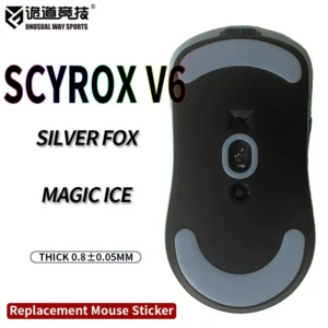UnusualWaySports Mouse Skates Feet Scyrox V6 S Cambered Surface PTFE Anti Collapse Magic Ice Black Silver Fox