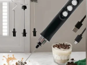 Wireless Rechargeable Electric Milk Frother - 3 Speeds, Handheld Foam Maker for Latte, Cappuccino, Hot Chocolate - USB Rechargea