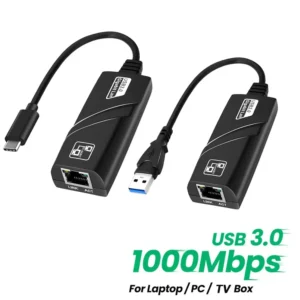 10/100/1000Mbps USB 3.0 Wired Network Card USB to RJ45 Type C to RJ45 LAN Ethernet Adapter for PC Macbook Windows Laptop