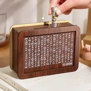 1000/3000/5000/10000 Euro Money Box Wooden Piggy Bank Reusable Money Vault Savings Box Challenge Cash Storage Case Children