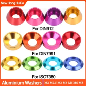 M2 M2.5 M3 M4 M5 M6 M8 Anodized Colorful Aluminium Alloy Spherical Conical Washers Gasket Aluminum Spacers For Hex Socket Screw