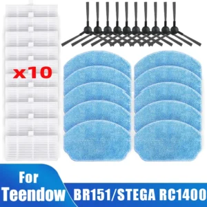 For Teendow BR151 Vacuum Robot Accessories, Side Brush Mop Cloth HEPA Filter Efficient Microfiber Spare Cleaning Replacement
