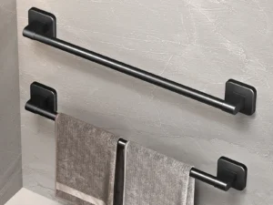 Bathroom Towel Holder White Without Drilling Bathroom Black Towel Rack Towel Bar Self-Adhesive Bathroom Towel Rack Towel Rail