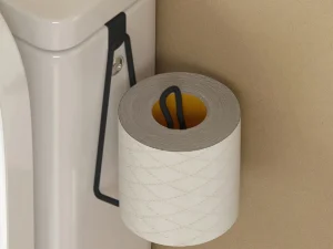 Toilet Paper Holder - Easy Install Wall Mount Bathroom Tissue Roll Hanger with Painted Finish Space Saving No-Drill Design