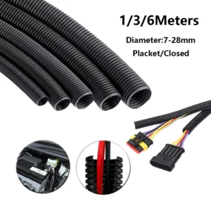 1/3/6M Corrugated Pipe7mm-28mm Car Cable Heat Resistant Insulation Tube Harness Motor Electrical Wire Protection Accessories