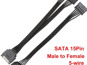 32CM SATA 15Pin Male to Female Power Extension Cable HDD SSD Power Supply Cable SATA Power Cable for PC 22CM 1 to 2