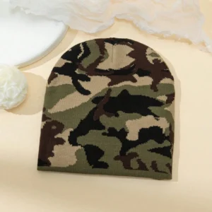 Women's Camouflage Knitted Hat Men Cry Caps Autumn/winter Warm Street Style Casual Beanie Beanie Caps