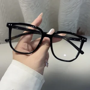 Hiking Camping Square Anti-blue Light Glasses Frame for Women with Regular Eyeglass Frame Finished Retro Flat Light Frame