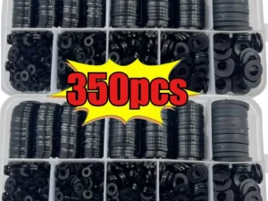 350Pcs Black Nylon Flat Gasket Set M2 M2.5 M3 M4 M5 M6 M8 Plastic Nylon Sealing Gasket Sorting Kit