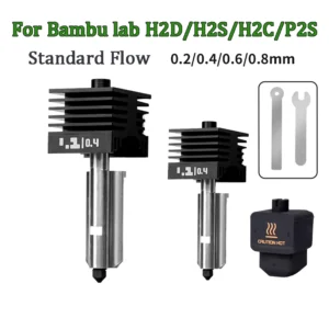 P2S Hotend For Bambu Lab H2D/H2S Assembly Hotend Kit 0.2 0.4 0.6 0.8MM Replaceable Nozzle For 3D printer Bamboo Lab H2D H2S