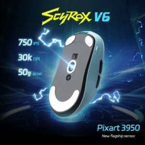 SCYROX V6 Gaming Mouse, Pixart 3950, Optical Switches, Web Based Software, 8K Dongle Included