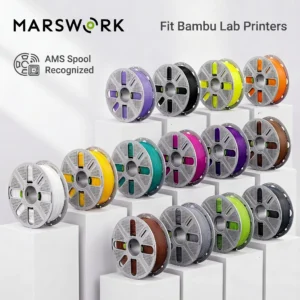 MarsWork Reusable Filament Double-finger pressing design Fit AMS recognition of Bambu Lab Printers PLA Basic 2.0 10kg 1.75mm Filament 1roll/1kg (2.2lbs)