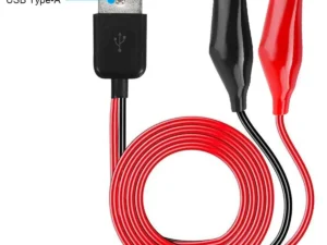 Alligator Clip to USB, Crocodile Clamps to USB Type-A Male Connector Cable Copper Test Leads for Testing Circuit Power Supply