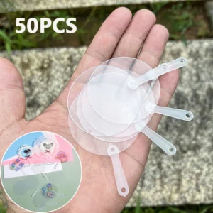 50Pcs Cute Mini Plastic Transparent Blank Fan Child Kids DIY Fan Wedding Birthday Party Favors Girlfriend Boyfriend Ideas Gift