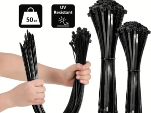 100pcs Black Cable Ties High Tensile Strength, Uv Resistant, Self-Locking For Home & Office Cord Management