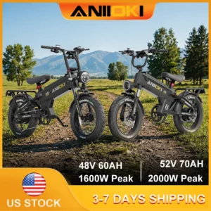 ANIIOKI Ebike A8 Pro Max 48V Electric Bike 1600W Motor Long Range Ebikes for Adult 31mph Electric Bicycle 20"*4" Fat Tires