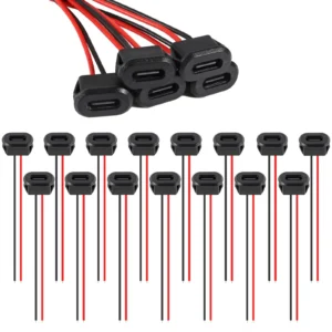 5/10/20pcs Type-C Female Chassis 2 Pin Type-C Female Socket Connector Waterproof Jack Female Charging Port with Card Buckle