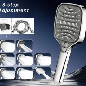 Adjustable Shower Head 8 Mode Rainfall Shower Large Flow Showerhead High Pressure Water Saving Shower Mixer Bathroom Accessories