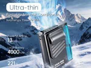 Multi-functional Waist Hanging Fan 4000mAh Mini Cooling Fan Five Speed Outdoor Portable Rechargeable Fan with Digital Display