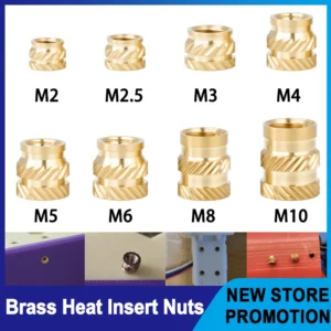 M2 M2.5 M3 M4 M5 M6 M8 Brass Heat Insert Nut Double Twill Knurled Hot Melt Molding Injection Embed Inserts 3d Printer Thread Nut