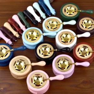 1/2/3pcs Wax Seal Set Wood Wax Melting Lacquer Furnace With /Spoon/Handle Wax Bead Melting Heater Wax Pot Heater For Stamp Craft
