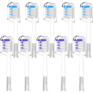 10 Pcs/Pack Replacement Toothbrush Heads For Laifen Wave Electric Toothbrush, Cleansing and Brightening , Transparent