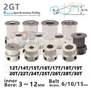GT2 Timing Belt Pulley 12T 14T 15T 16T 17T 18T 19T 20T 22T 24T 25T 26T 28T 30Teeth 2GT Synchronous Gear Wheel 3D Printer Parts